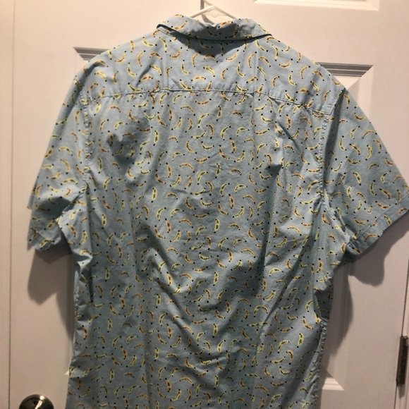 Public Opinion Short Sleeve Regular Fit Shirt - XXL - Blue/Banana Pattern - Picture 3 of 6